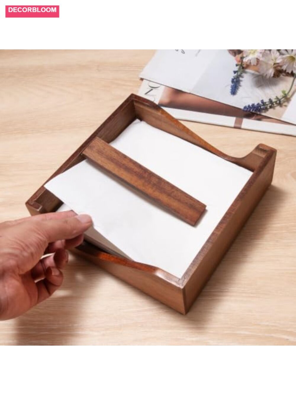 Wooden Napkin Holder Farmhouse Flat Napkin Dispenser - Picture 3 of 6